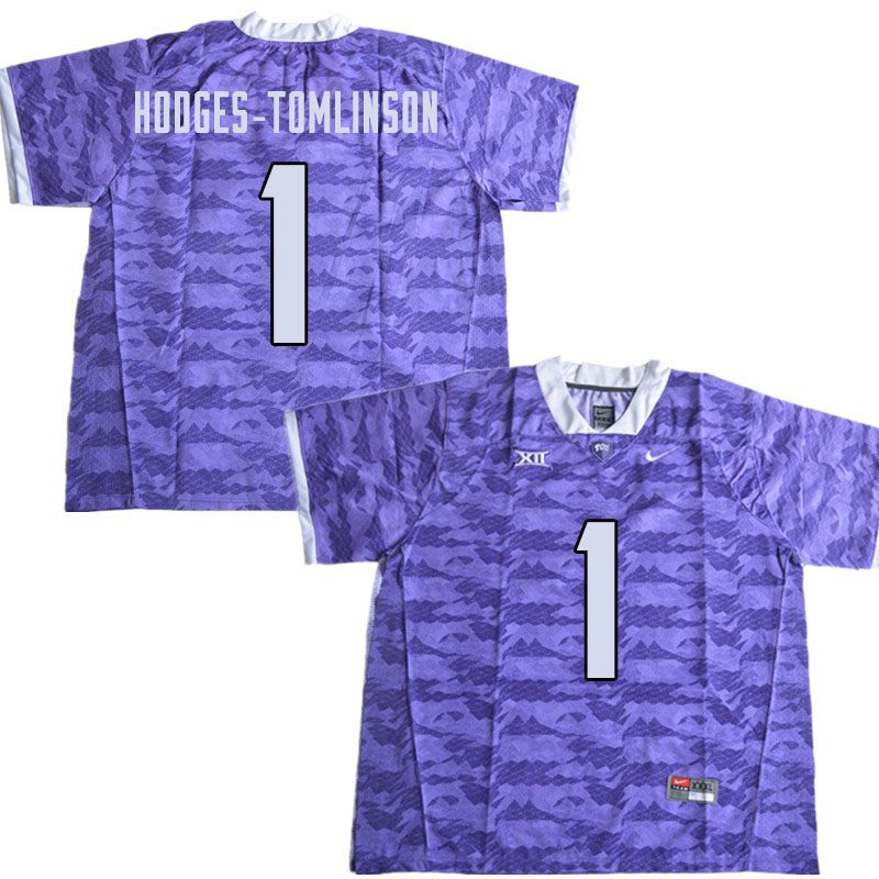 Men #1 Tre'Vius Hodges-Tomlinson TCU Horned Frogs College Football Jerseys Sale-Limited Purple